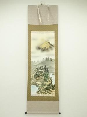 JAPANESE HANGING SCROLL / HAND PAINTED / LANDSCAPE & Mt.FUJI